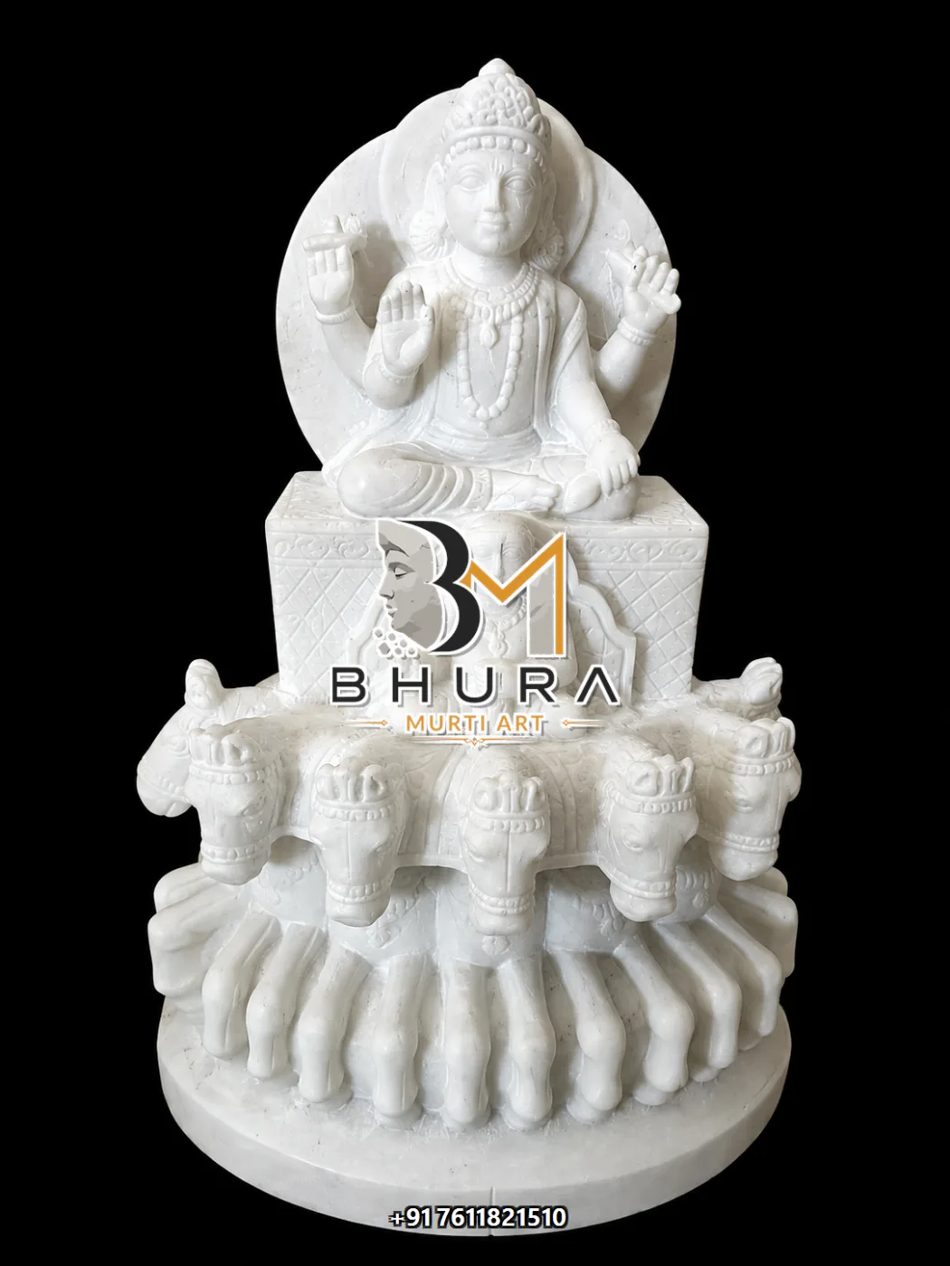 Traditional Indian Navgraha Marble Statue Collection - handcrafted marble design view 2