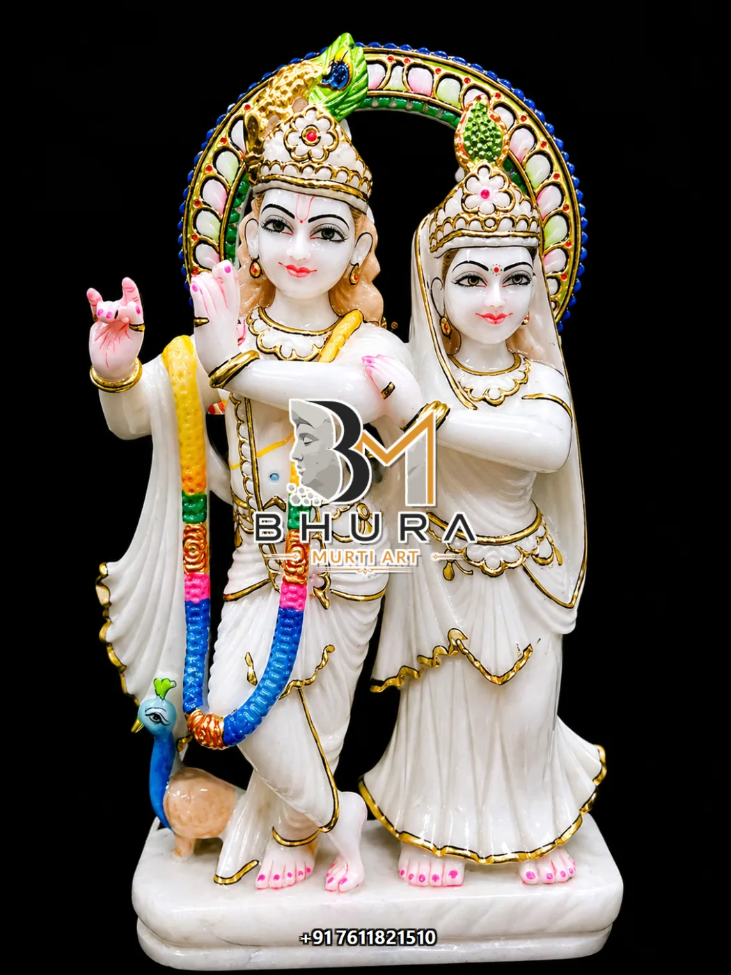 Handcrafted Radha Krishna Marble Statue Collection - handcrafted marble design view 2