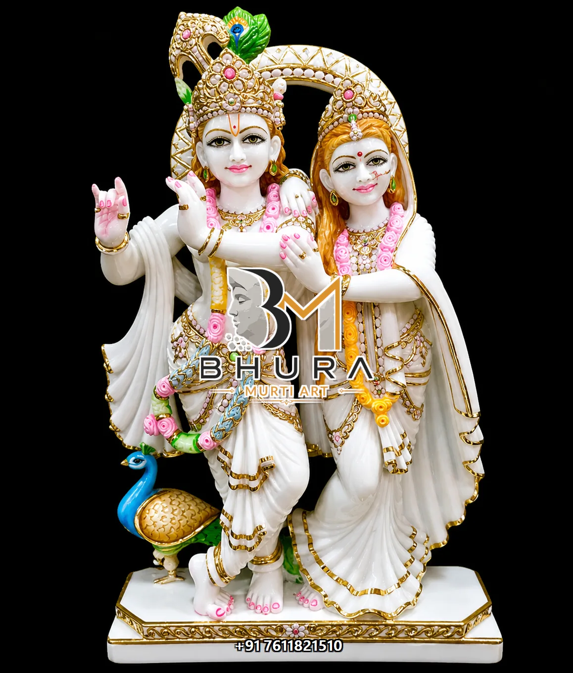 Handcrafted Radha Krishna Marble Statue Collection - handcrafted marble design view 4