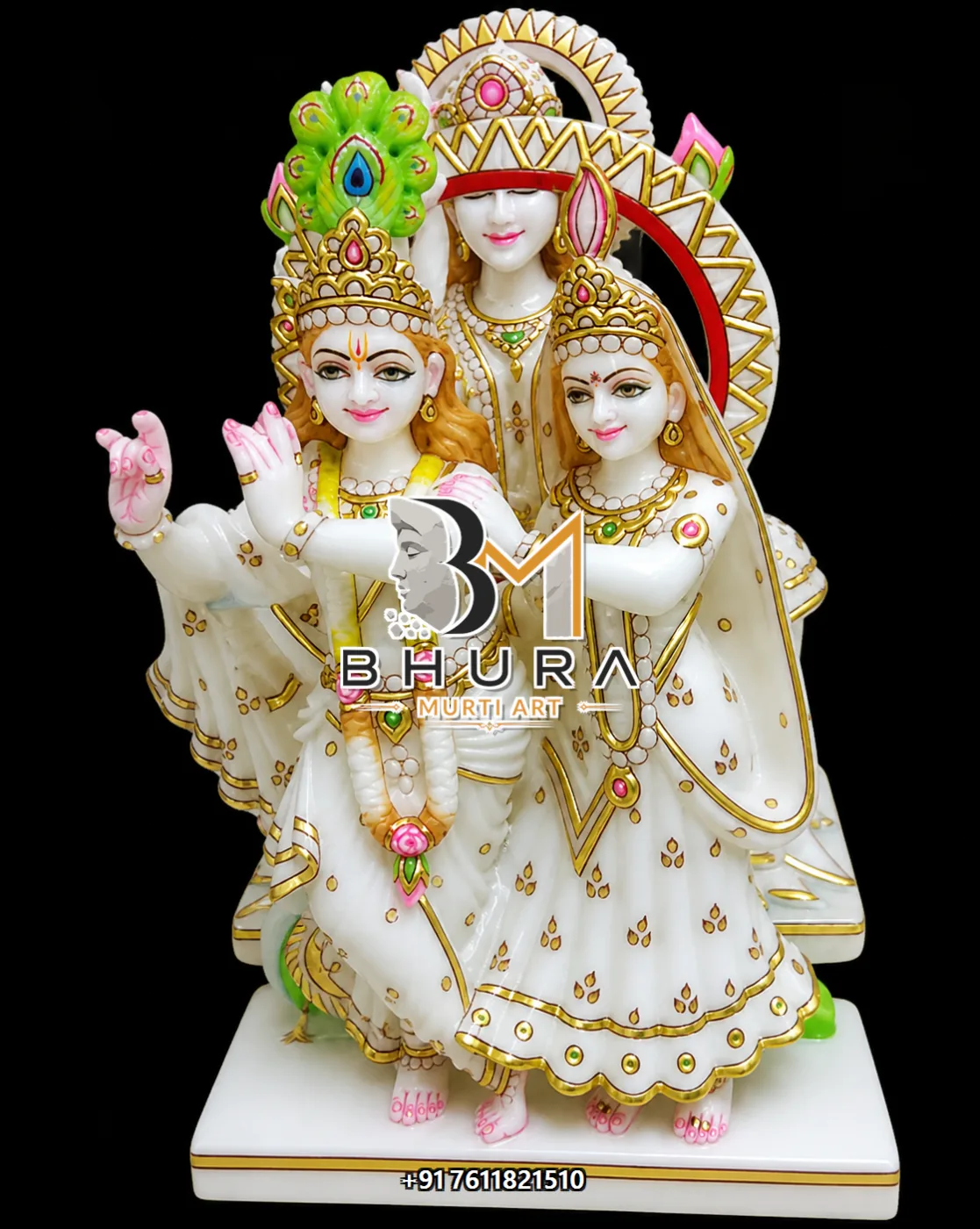 Handcrafted Radha Krishna Marble Statue Collection - handcrafted marble design view 5