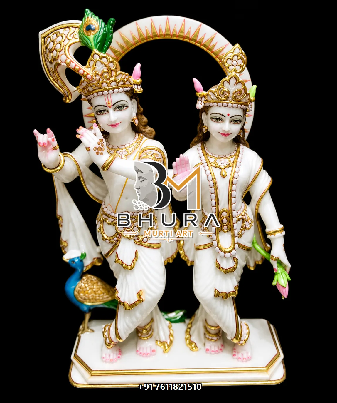 Traditional Radha Krishna Marble Sculpture Collection - handcrafted marble design view 4
