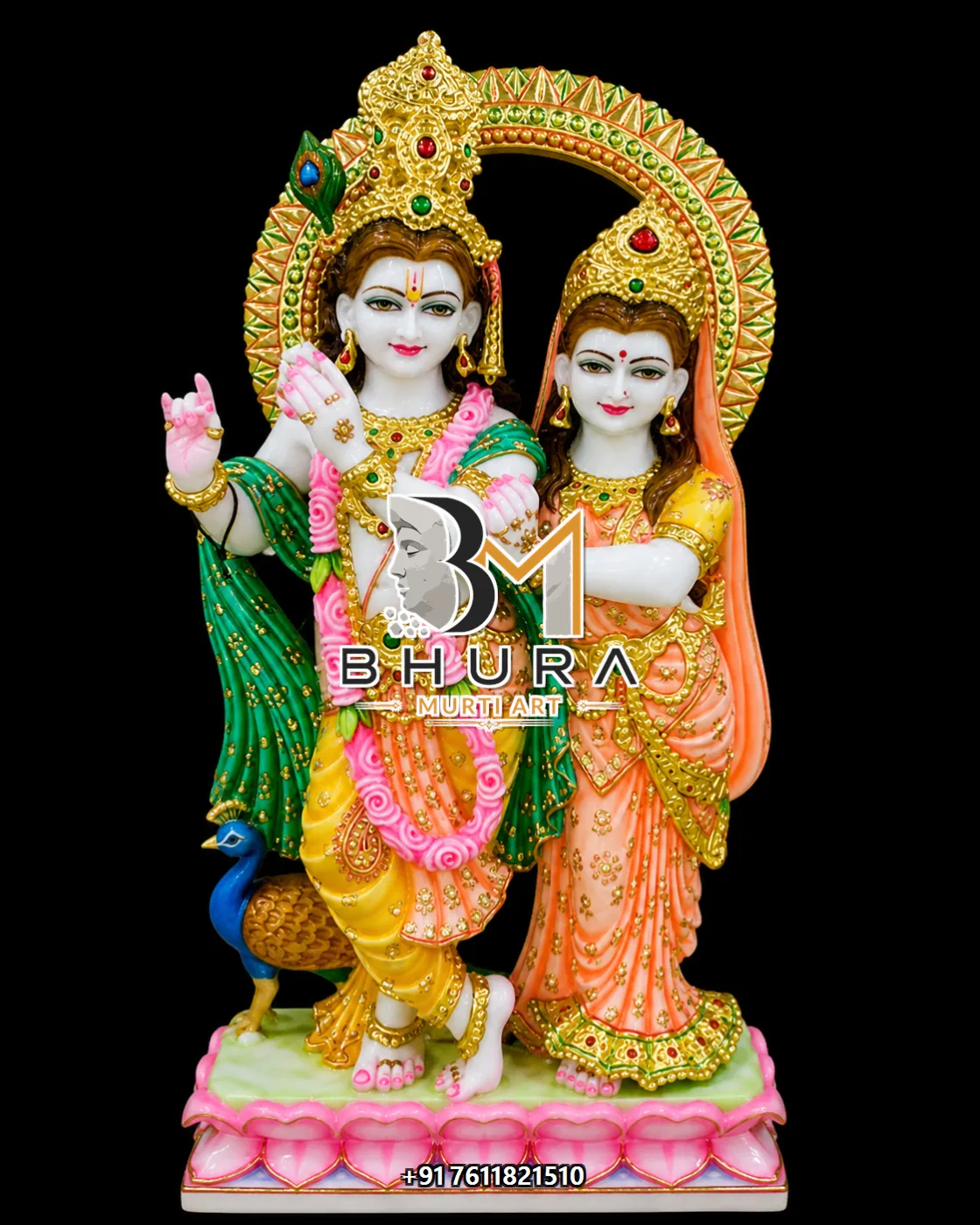Radha Krishna Prem Murti Collection - handcrafted marble design view 3