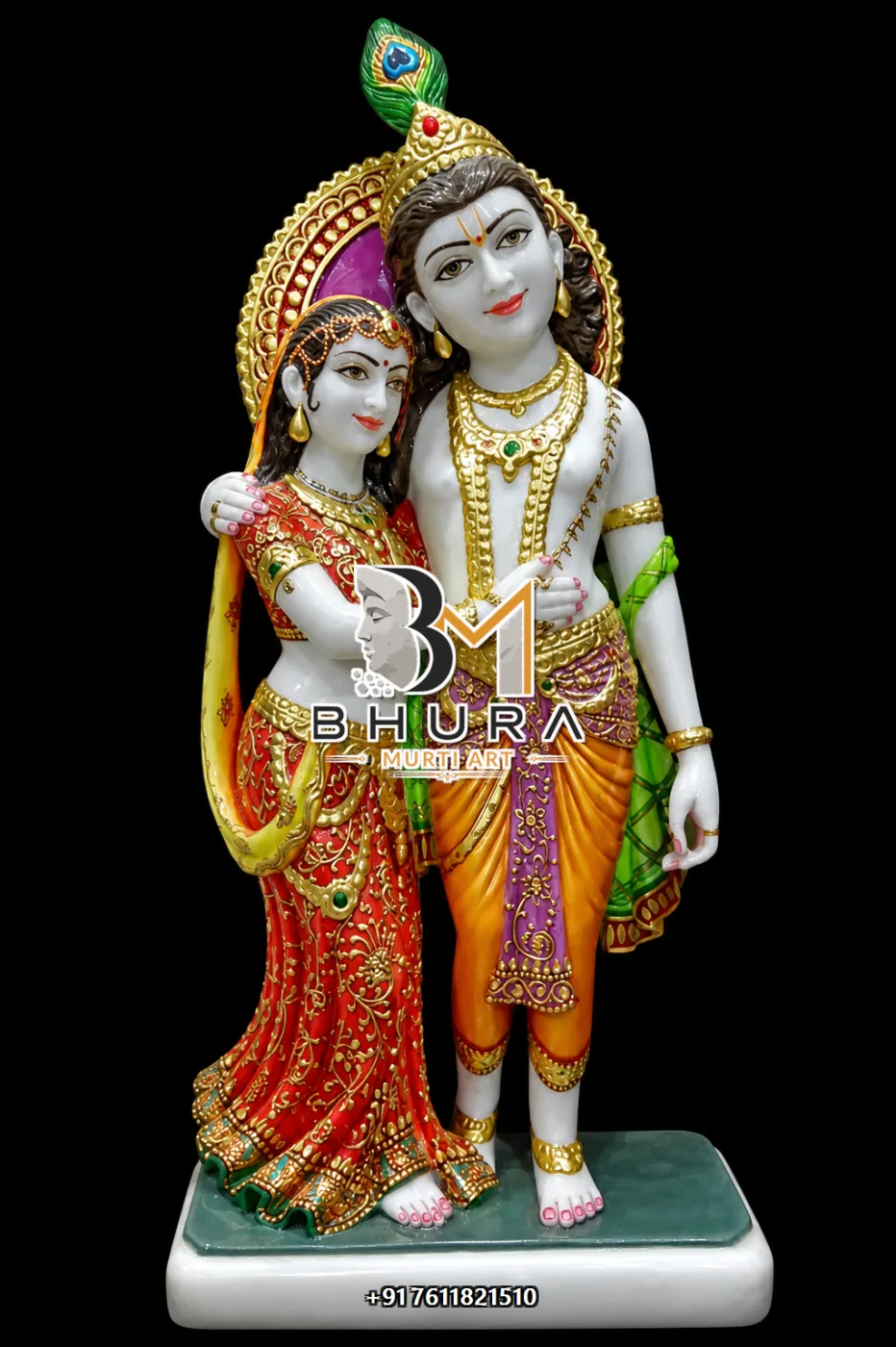 Radha Krishna Prem Murti Collection - handcrafted marble design view 4