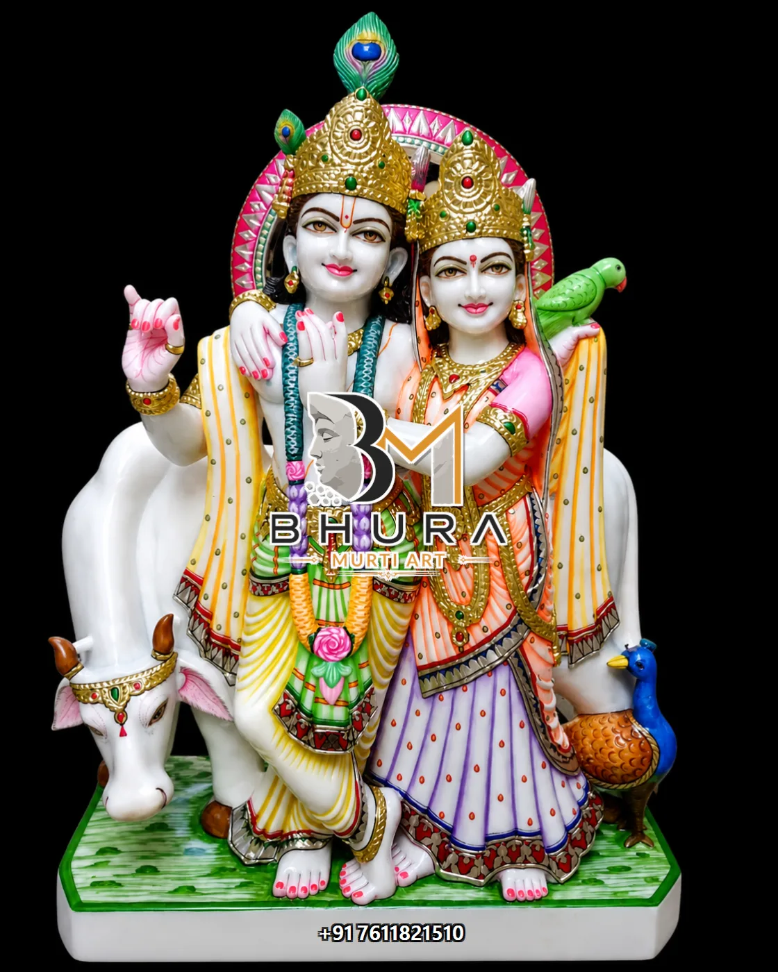 Premium Radha Krishna Statue Design Collection - handcrafted marble design view 2
