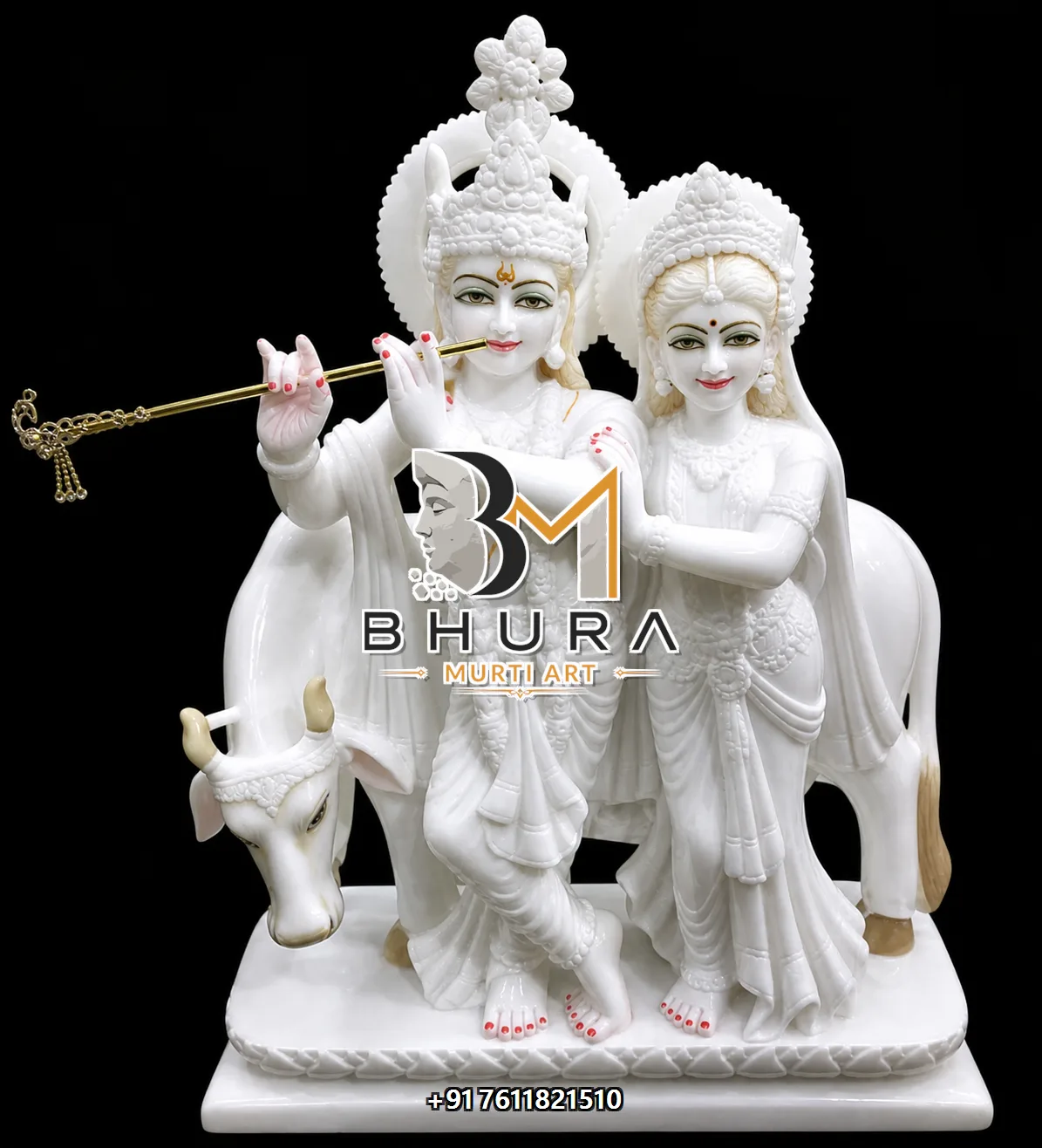 Premium Radha Krishna Statue Design Collection - handcrafted marble design view 4