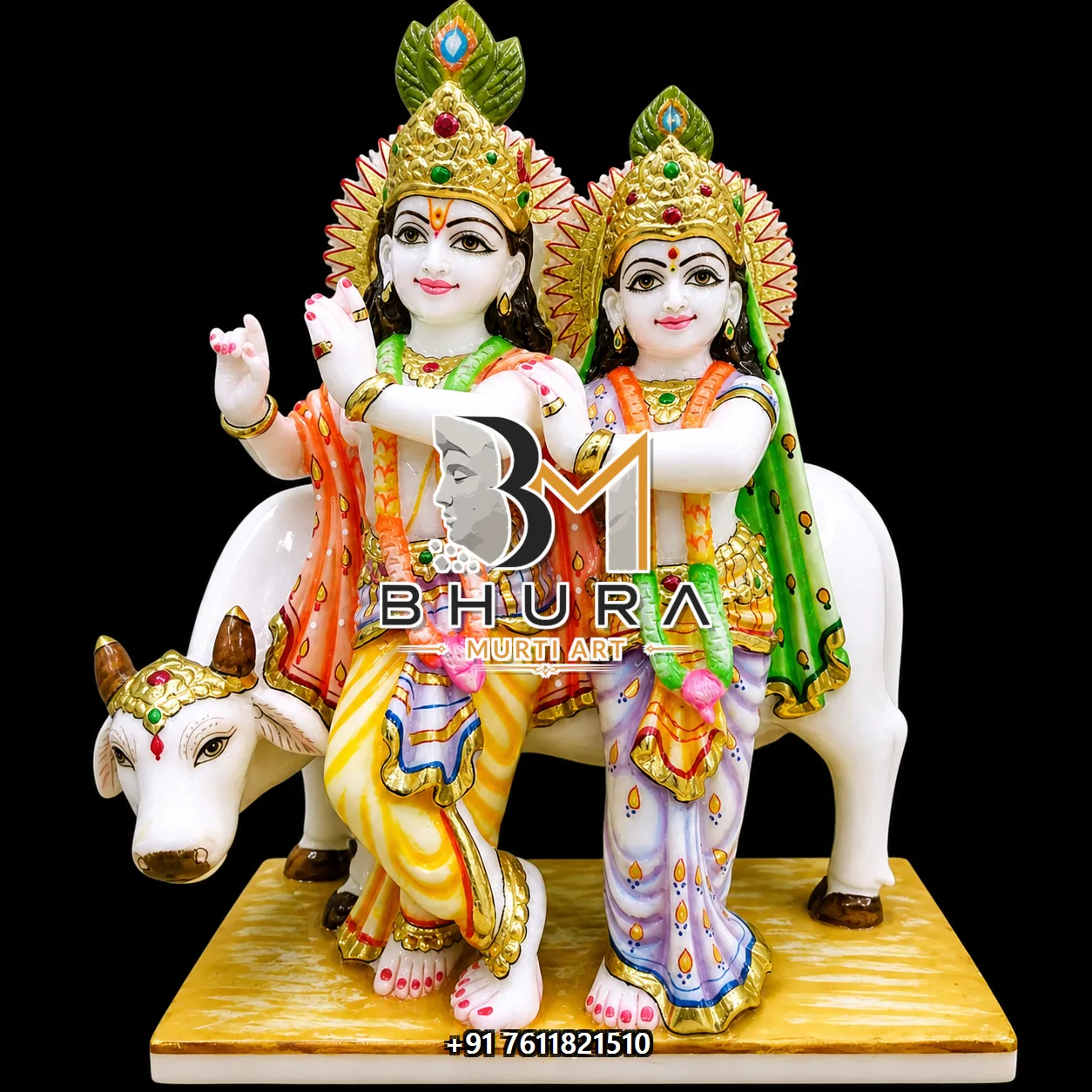 Premium Radha Krishna Statue Design Collection - handcrafted marble design view 5