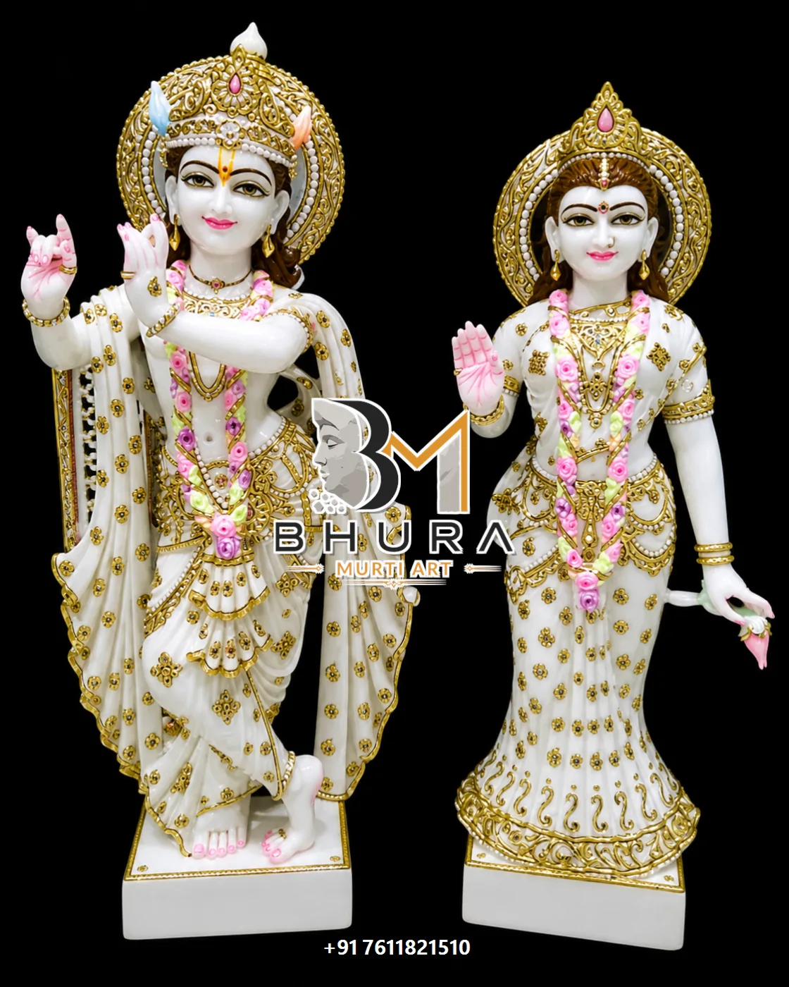 Spiritual Radha Krishna Idol Collection - handcrafted marble design view 2