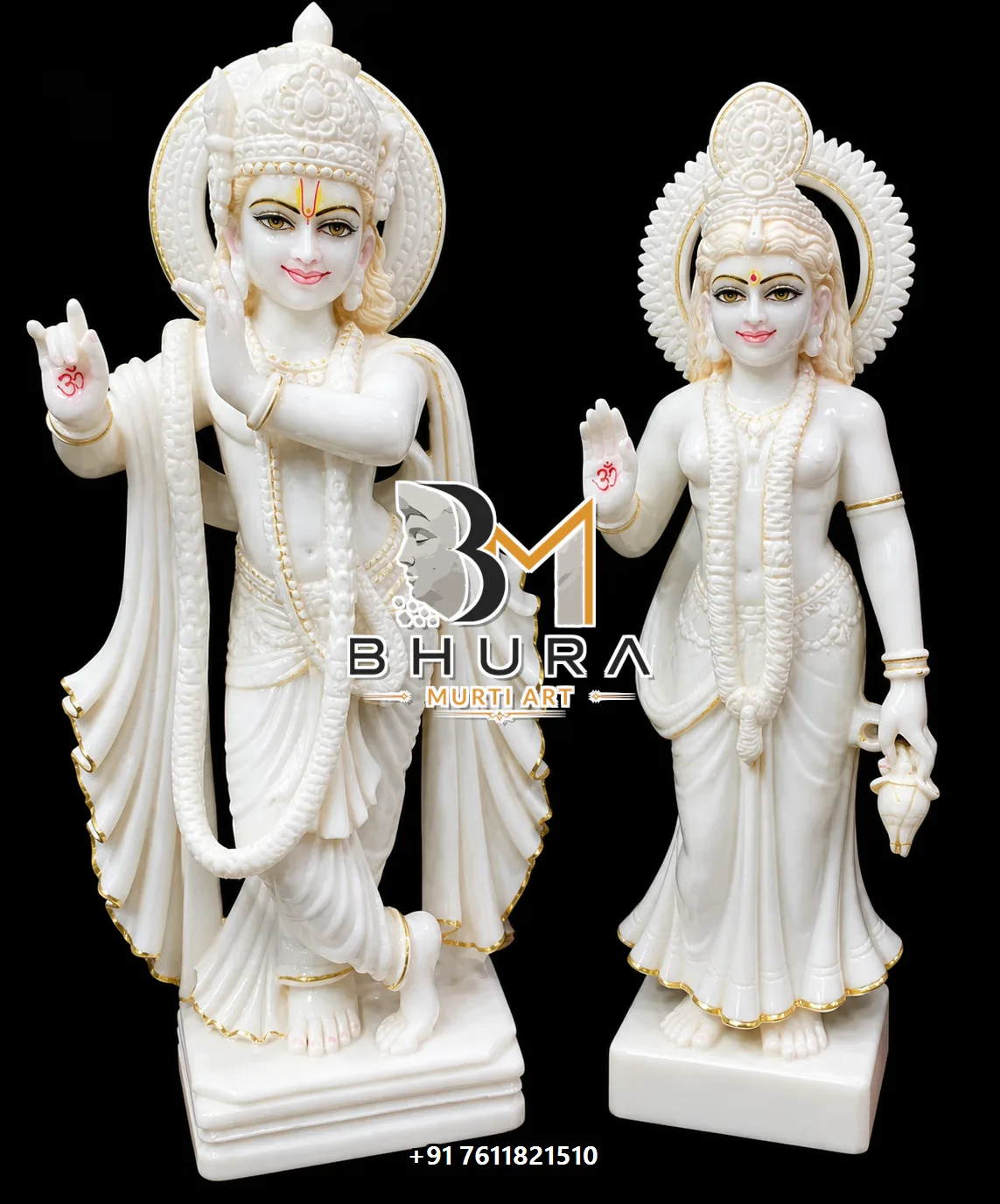 Custom-Made Radha Krishna Sculpture Collection - handcrafted marble design view 4