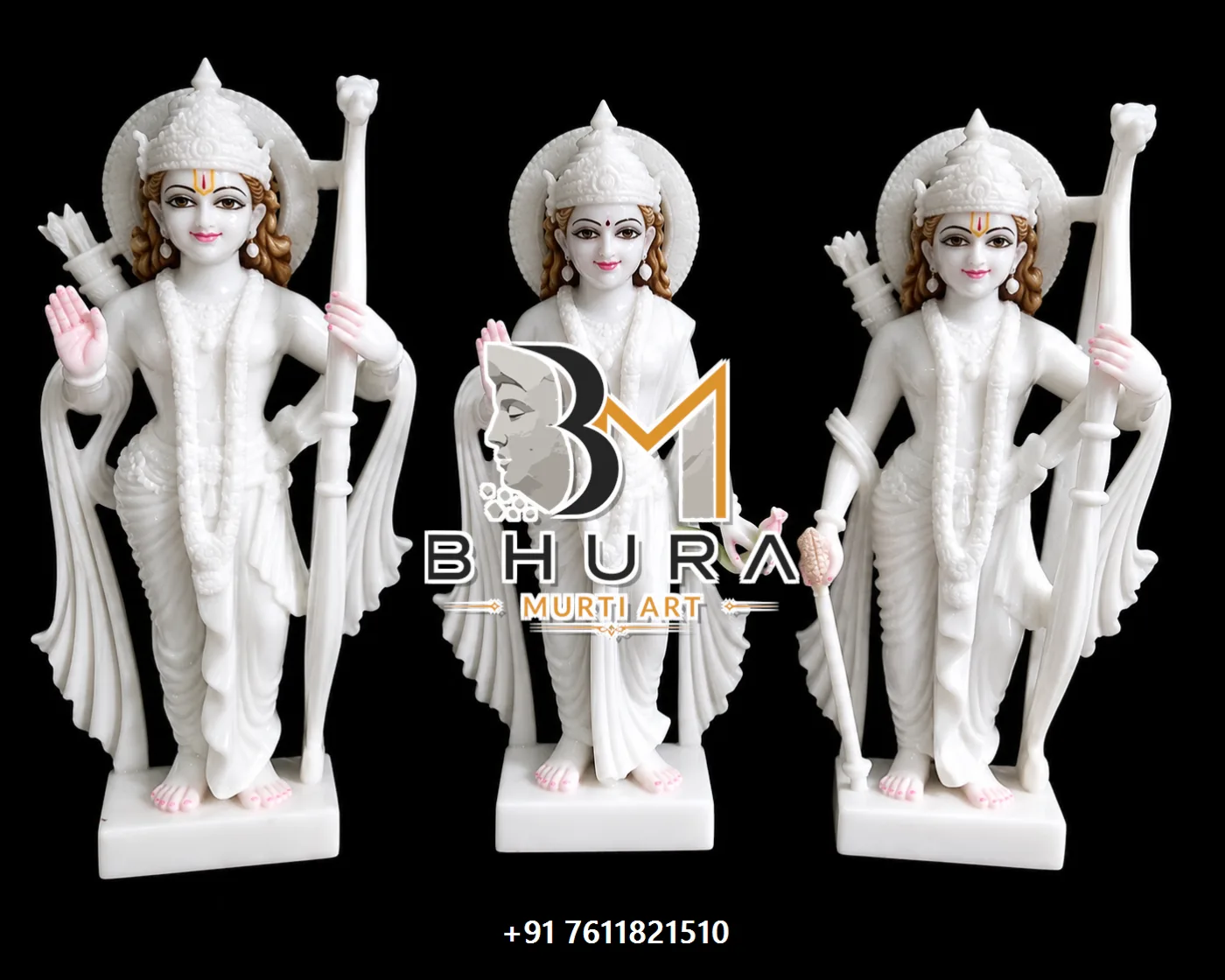 Shri Ram Sita Laxman Hanuman Murti Collection - handcrafted marble design view 2