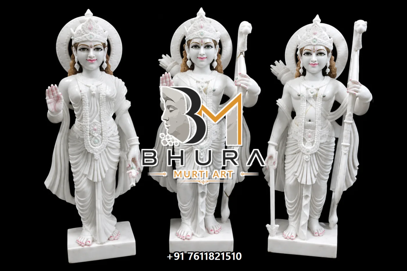 Temple-Style Ram Darbar Sculpture Collection - handcrafted marble design view 2