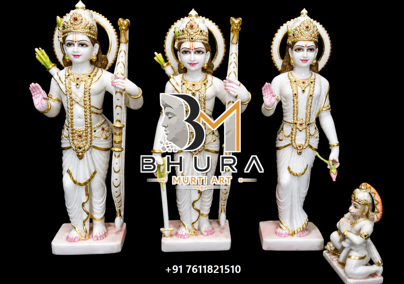 Ram Sita Laxman Hanuman Marble Idol Collection - handcrafted marble design view 3