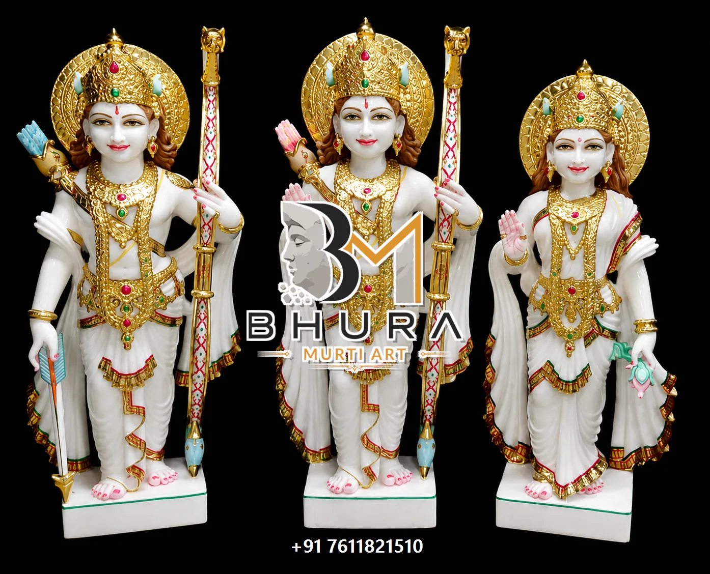 Ram Sita Laxman Hanuman Marble Idol Collection - handcrafted marble design view 4