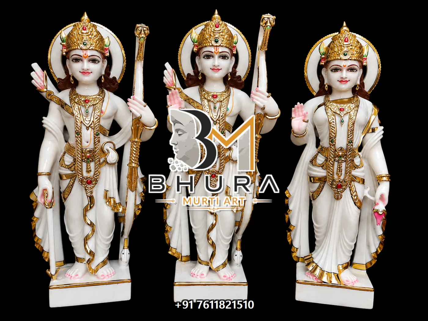 Ram Sita Laxman Hanuman Marble Idol Collection - handcrafted marble design view 5