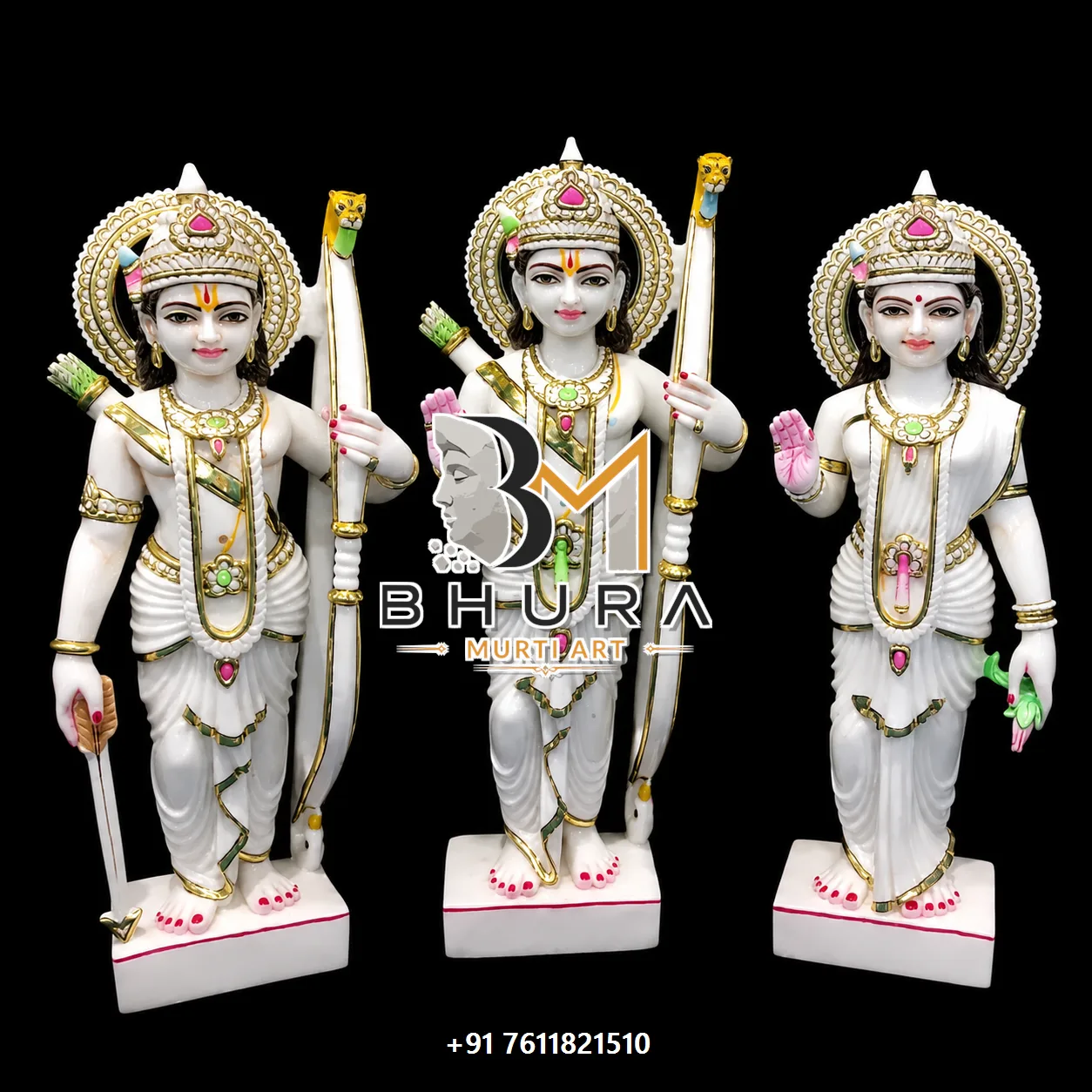Traditional Ram Parivar Statue Collection - handcrafted marble design view 2
