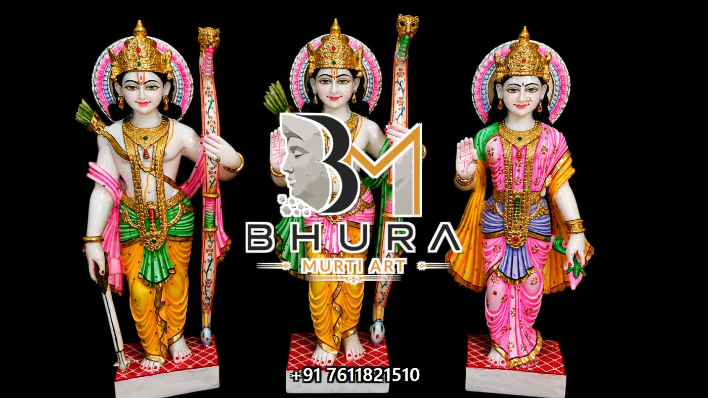 Hand-Painted Shri Ram Family Idol Collection - handcrafted marble design view 3