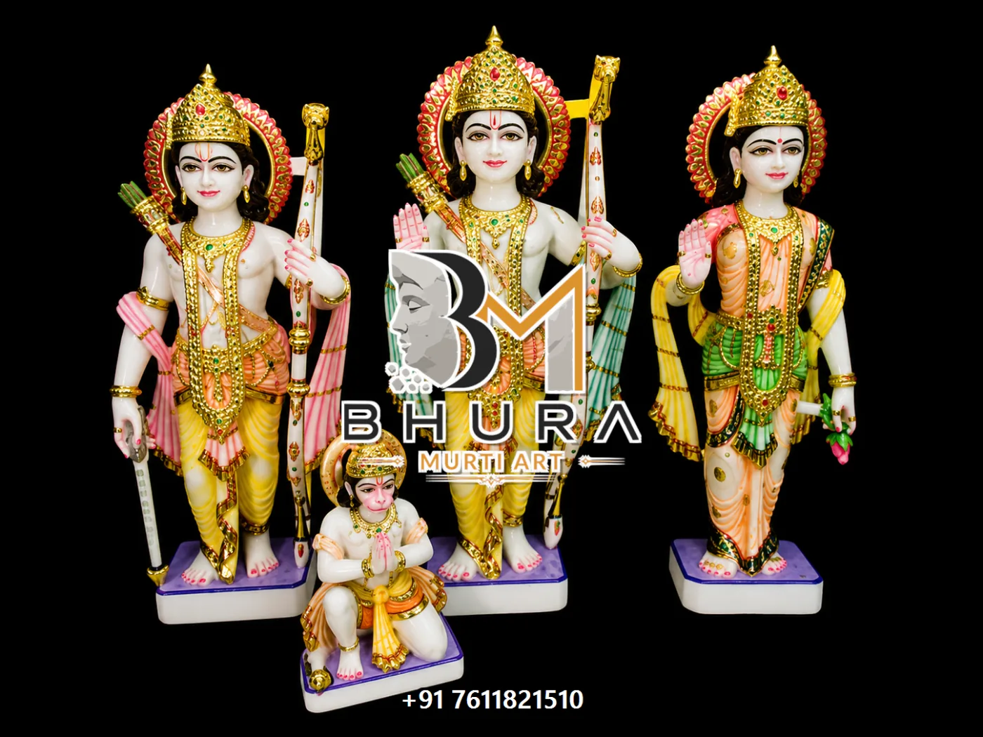Hand-Painted Shri Ram Family Idol Collection - handcrafted marble design view 5