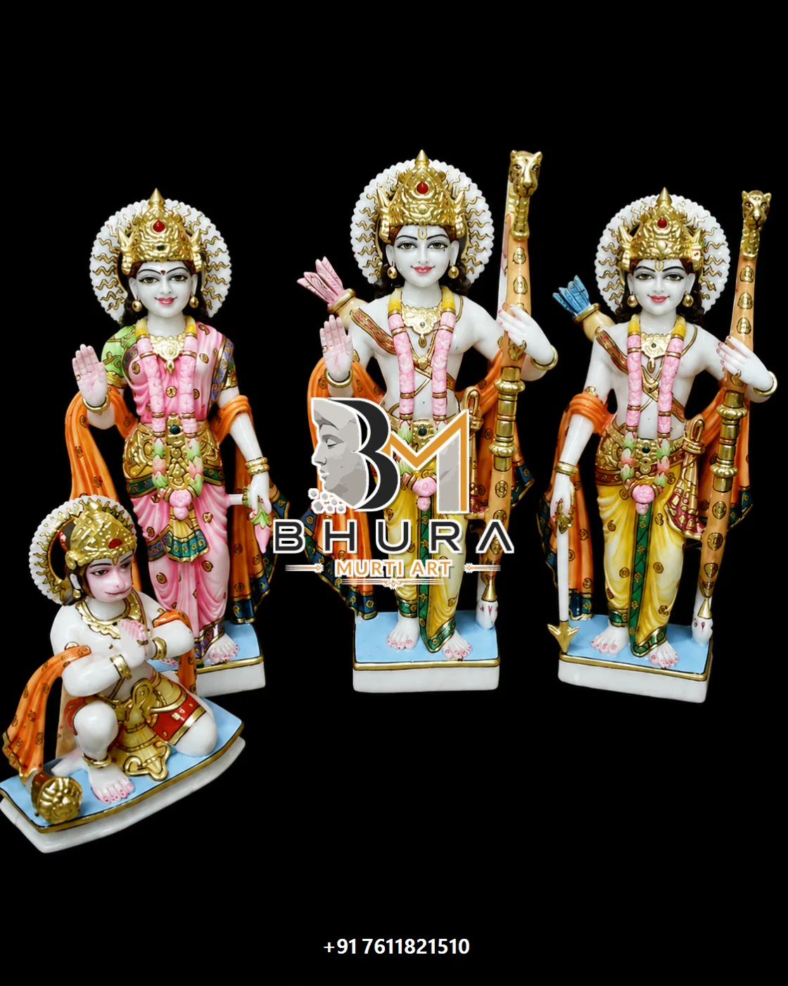 Sacred Ram Sita Laxman Hanuman Statue Collection - handcrafted marble design view 2