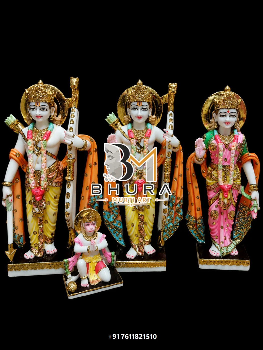 Sacred Ram Sita Laxman Hanuman Statue Collection - handcrafted marble design view 4