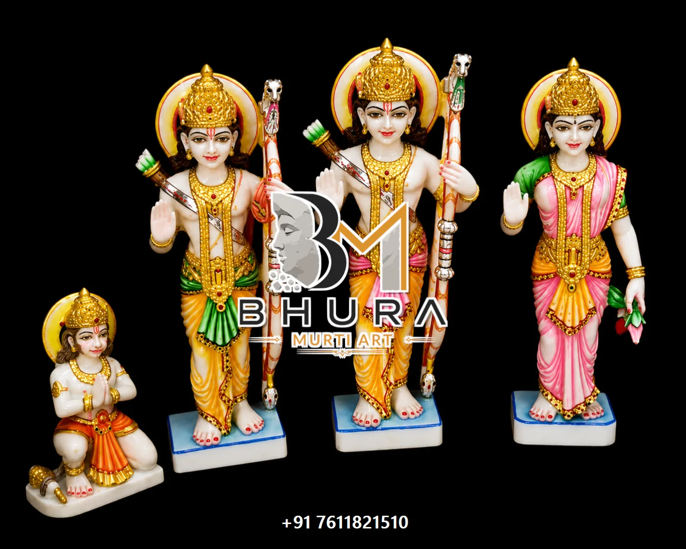 Spiritual Ram Darbar Marble Murti Collection - handcrafted marble design view 2