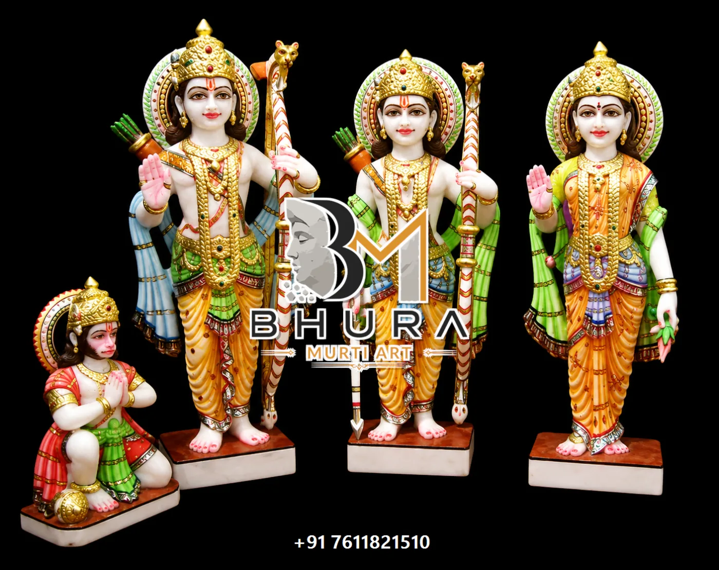 Spiritual Ram Darbar Marble Murti Collection - handcrafted marble design view 3