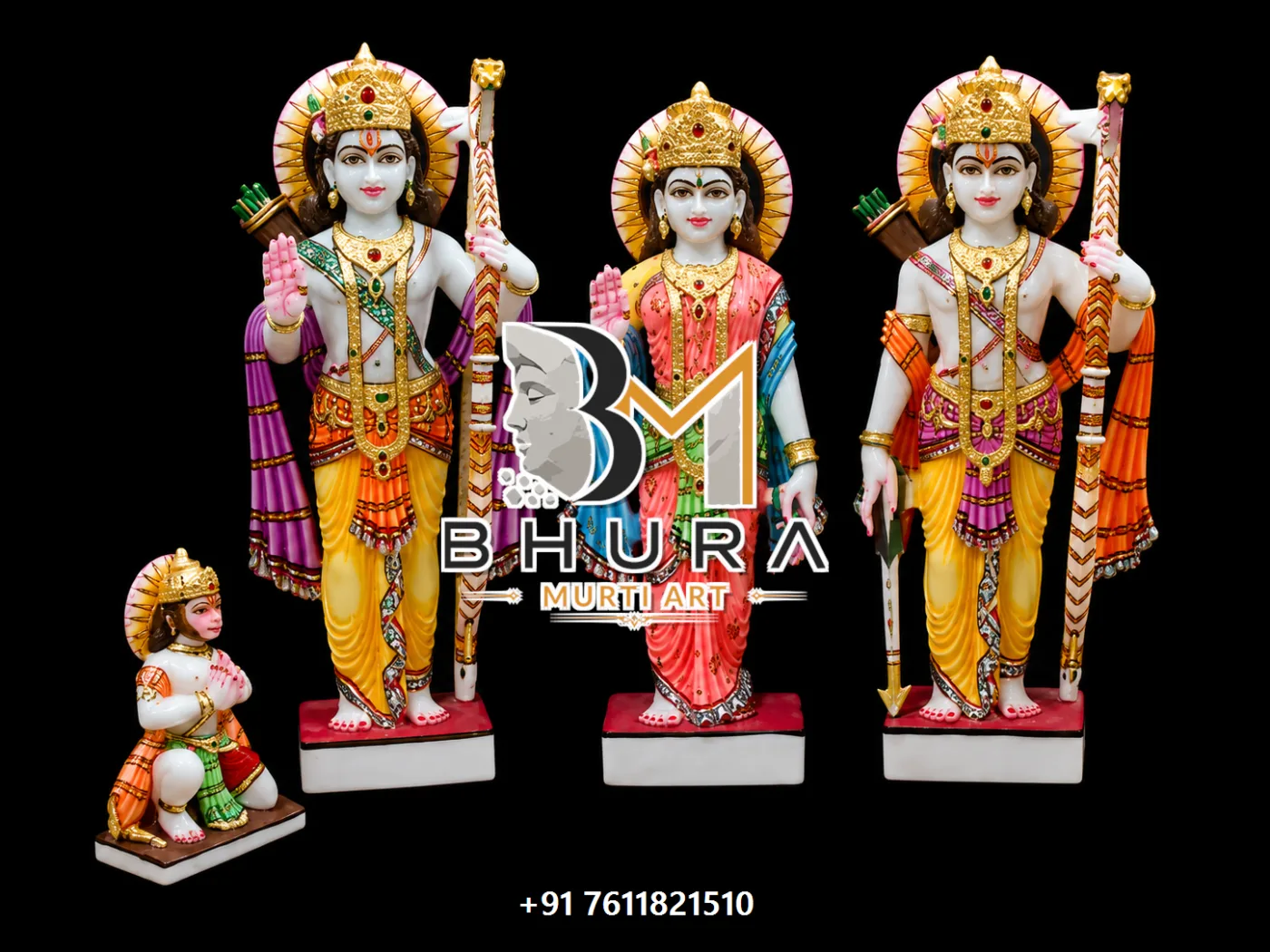 Spiritual Ram Darbar Marble Murti Collection - handcrafted marble design view 5