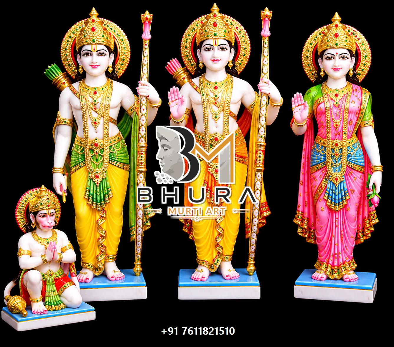 Artistic Shri Ram Parivar Statue Collection - handcrafted marble design view 2
