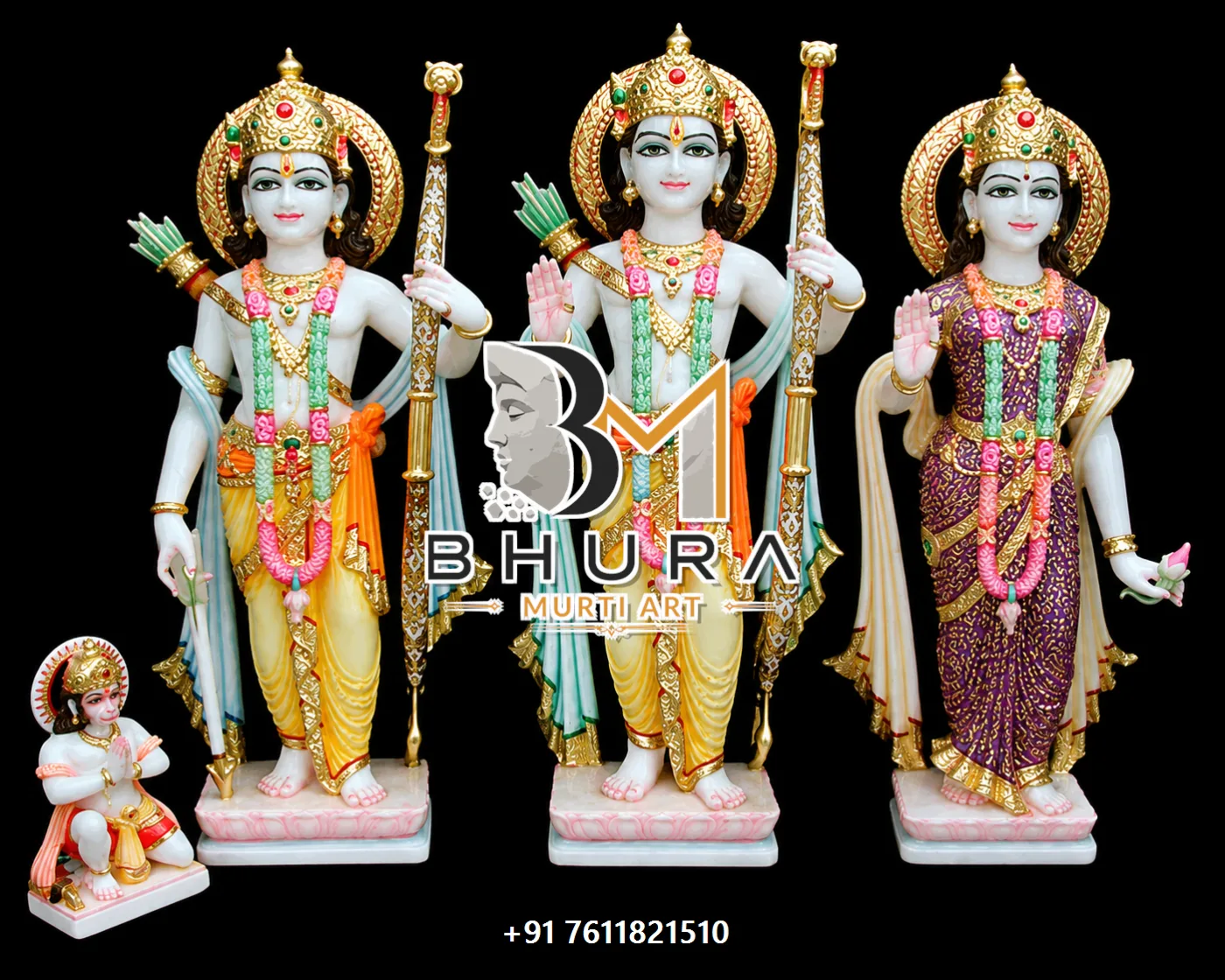 Artistic Shri Ram Parivar Statue Collection - handcrafted marble design view 4