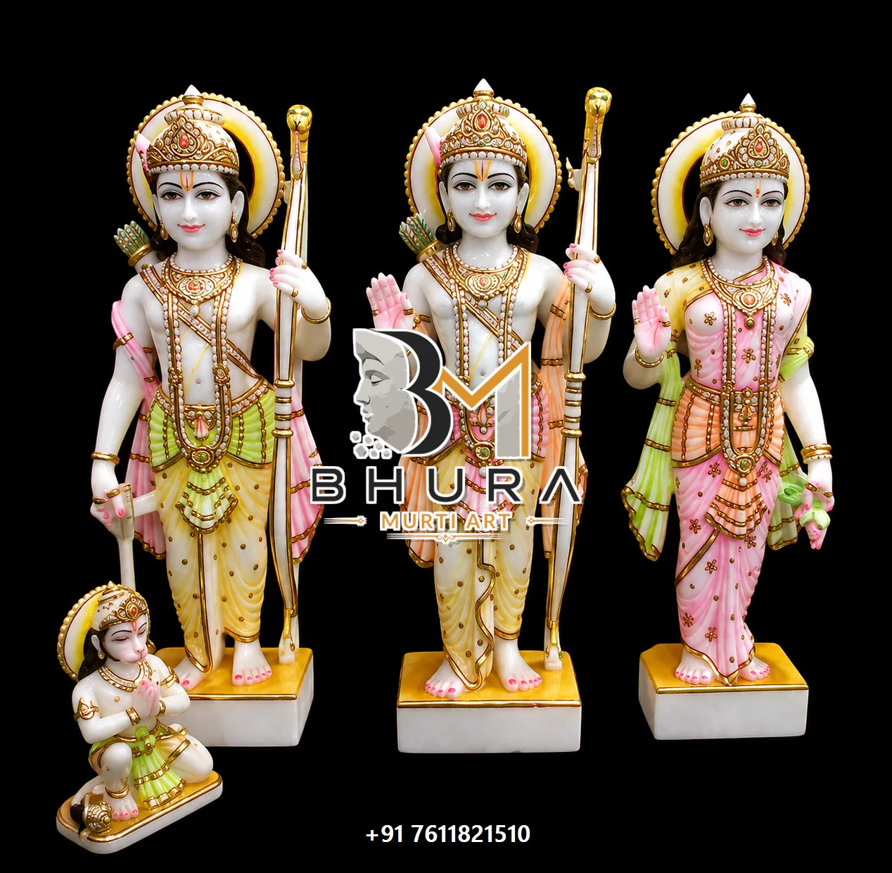 Artistic Shri Ram Parivar Statue Collection - handcrafted marble design view 5