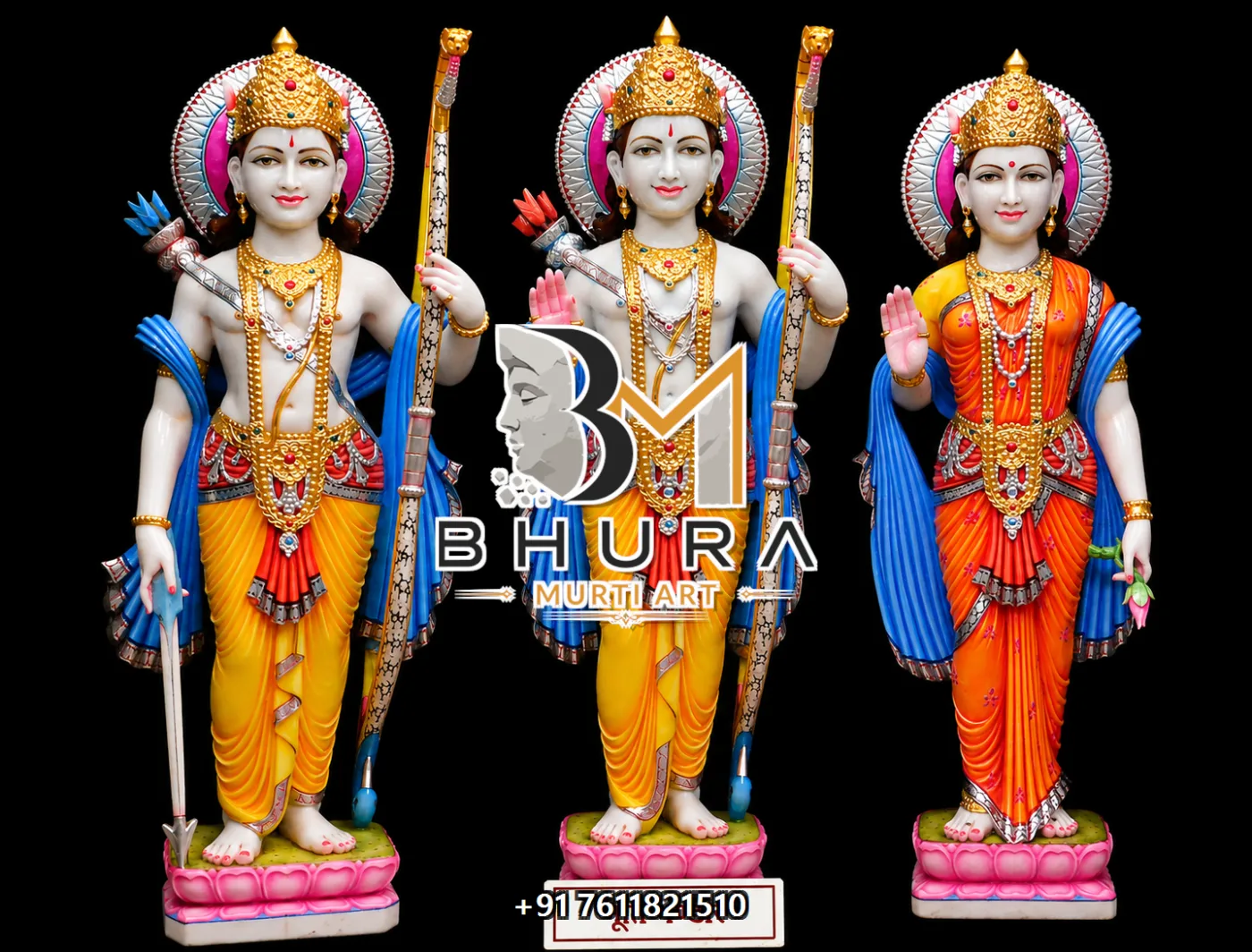 Complete Ram Parivar Devotional Murti Collection - handcrafted marble design view 3