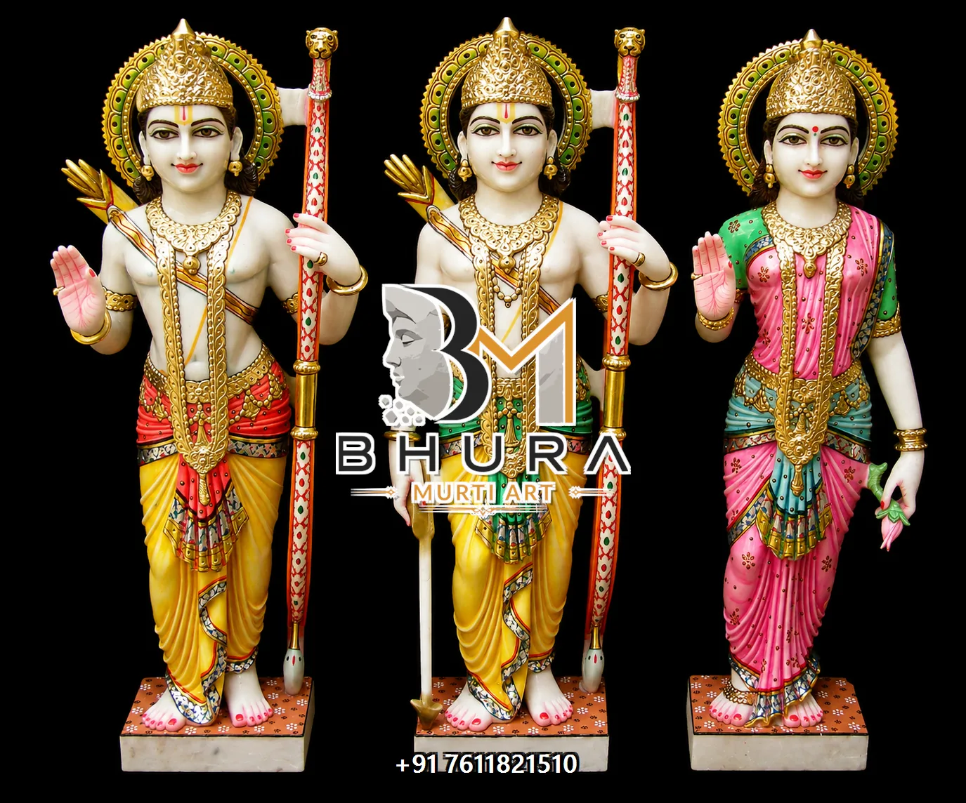 Complete Ram Parivar Devotional Murti Collection - handcrafted marble design view 4