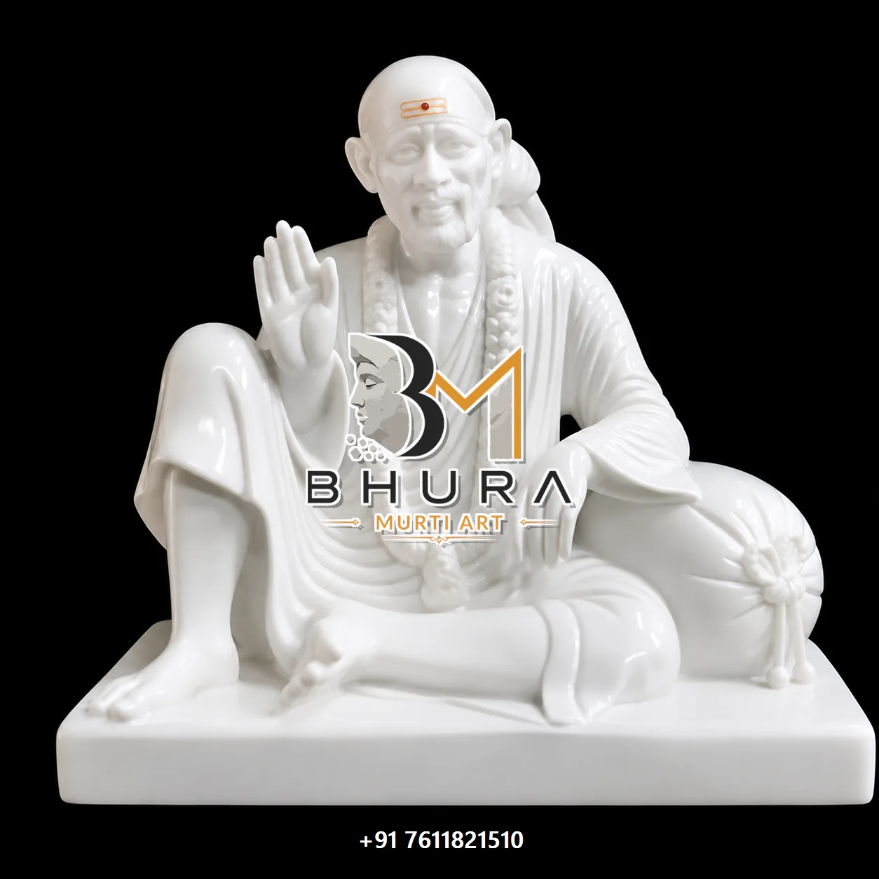 Sai Baba Ashirwad Marble Murti Collection - handcrafted marble design view 4