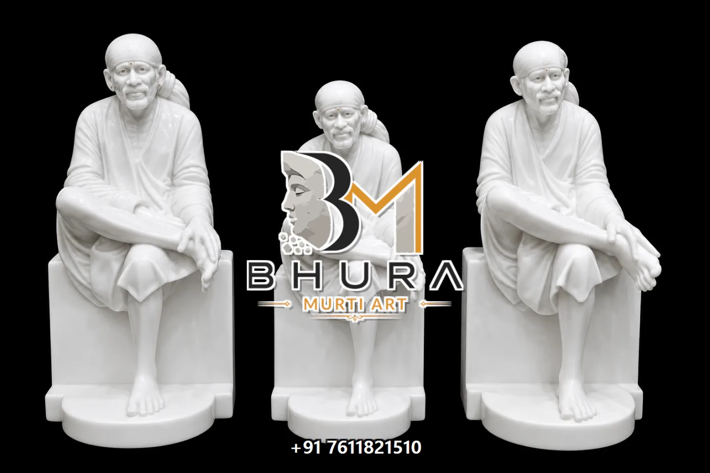 Divine Shirdi Sai Baba Hand-Painted Idol Collection - handcrafted marble design view 2