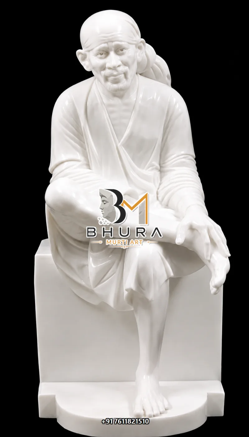 Premium Sai Baba Marble Sculpture Collection - handcrafted marble design view 3