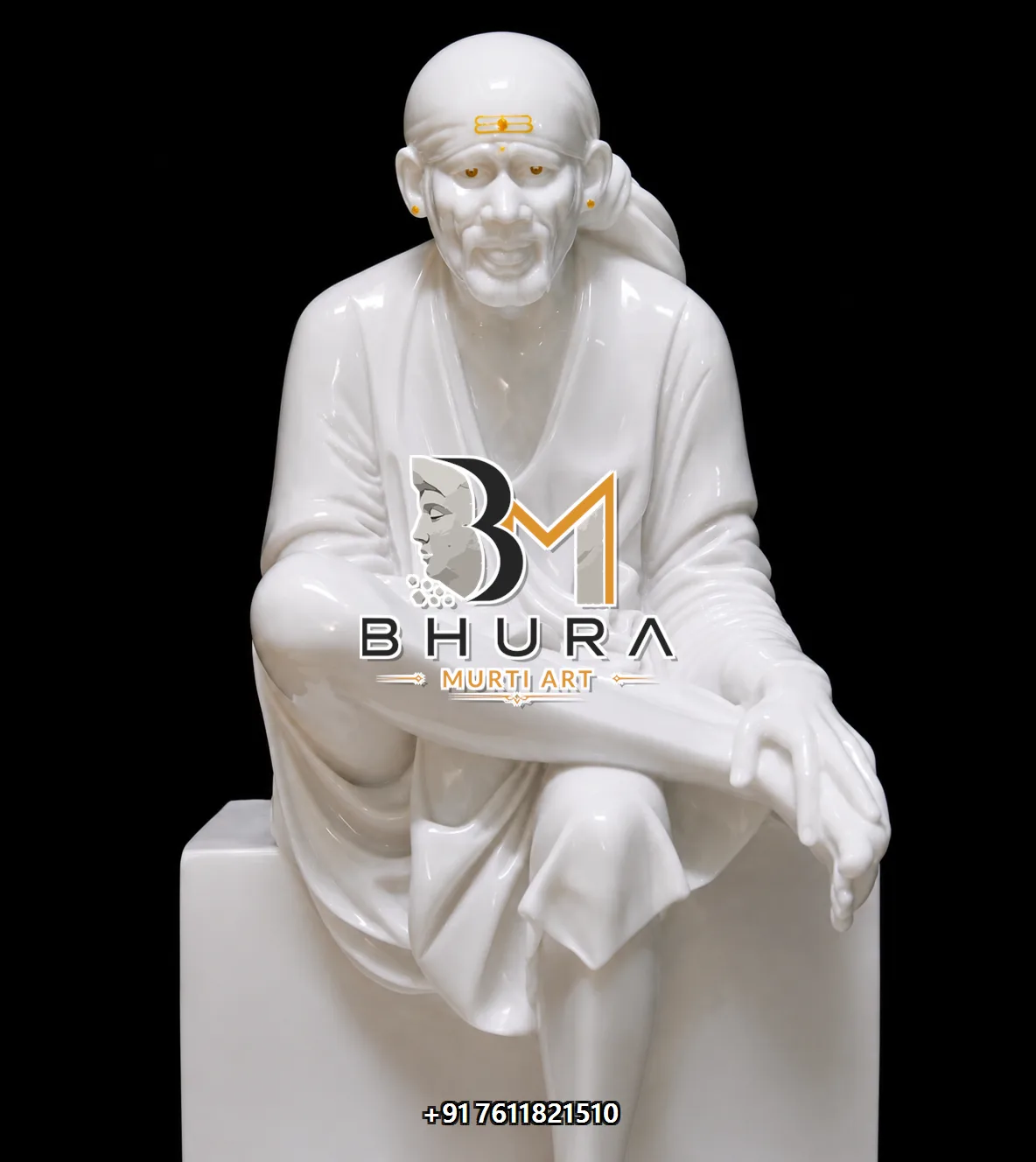 Sai Baba Dwarkamai Murti Collection - handcrafted marble design view 2