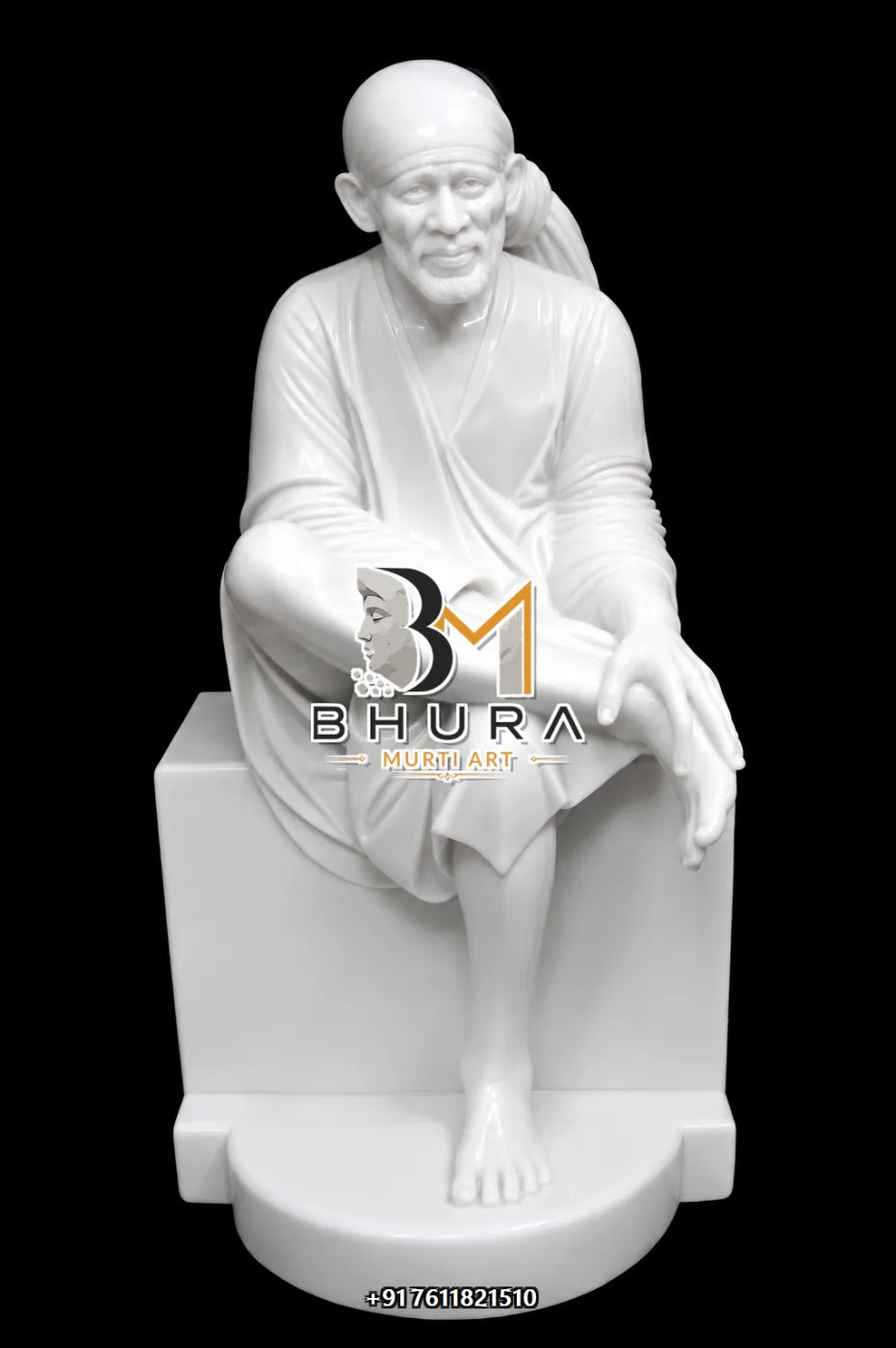 Sai Baba Dwarkamai Murti Collection - handcrafted marble design view 3