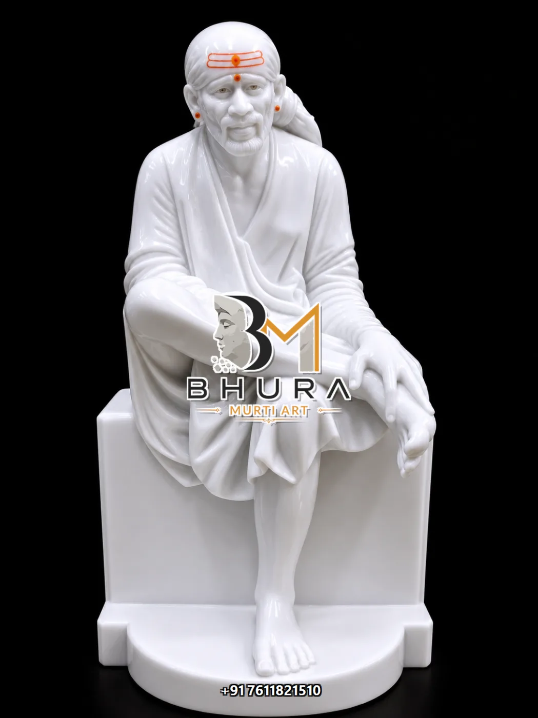 Sai Baba Dwarkamai Murti Collection - handcrafted marble design view 5