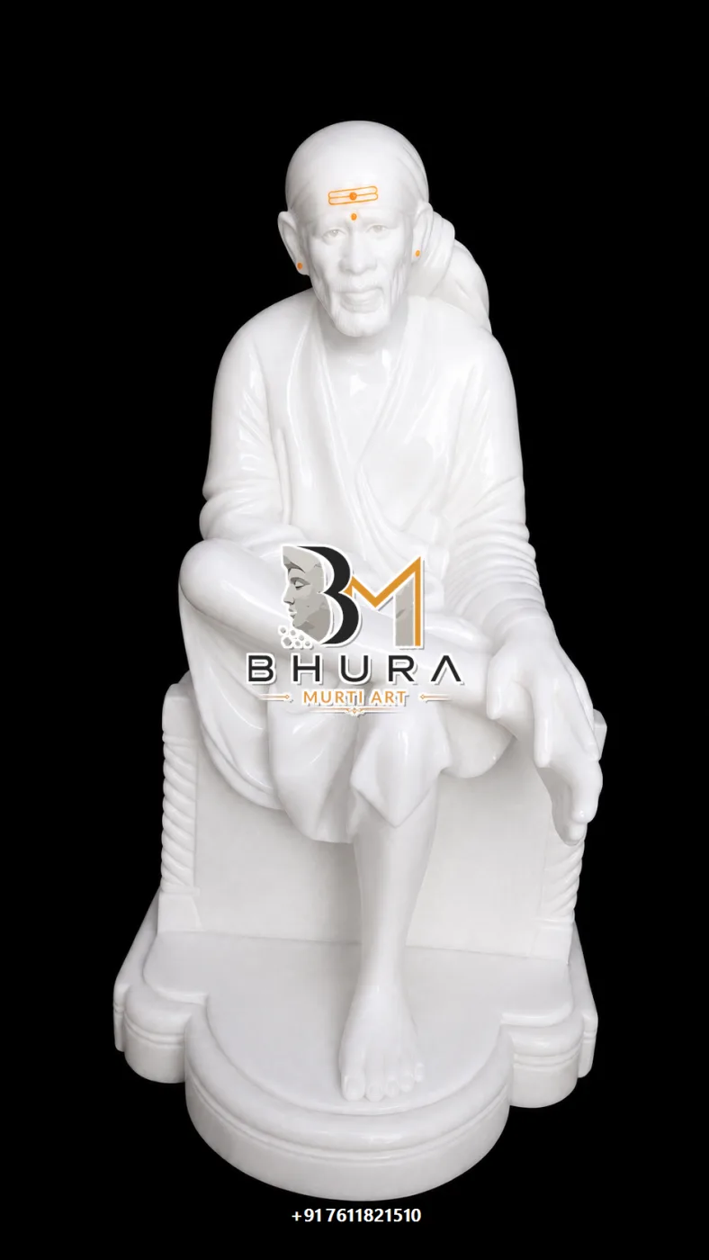 Peaceful Sai Baba Meditation Statue Collection - handcrafted marble design view 2