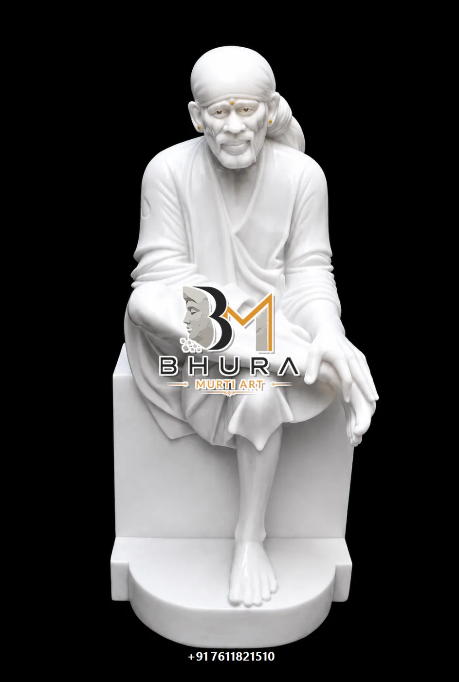 Peaceful Sai Baba Meditation Statue Collection - handcrafted marble design view 5