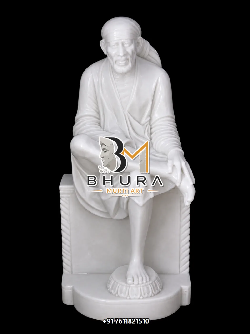 Elegant Sai Baba Marble Sculpture Collection - handcrafted marble design view 5