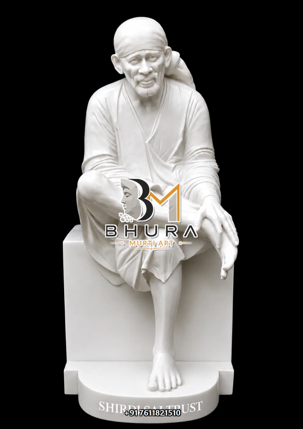 Traditional Shirdi Sai Baba Idol Collection - handcrafted marble design view 3