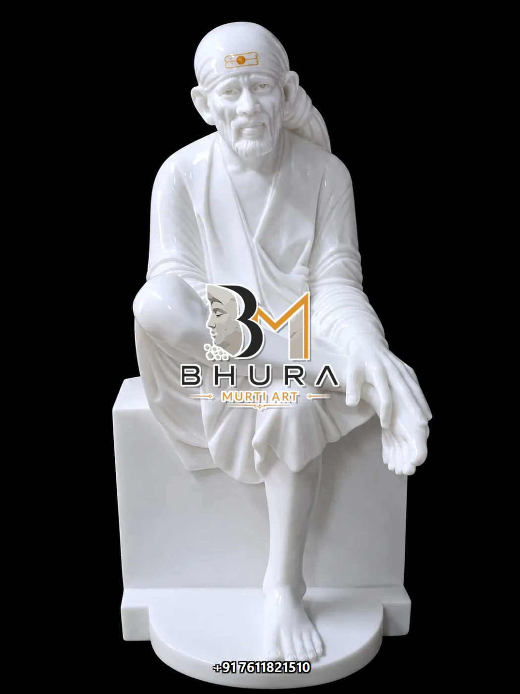Designer Sai Baba Ashirwad Statue Collection - handcrafted marble design view 4