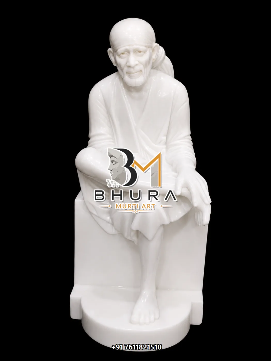Spiritual Sai Baba Marble Murti Collection - handcrafted marble design view 3