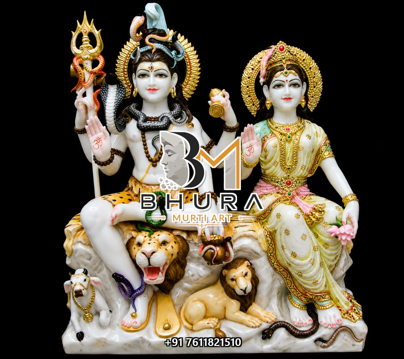 Handcrafted Shiv Parvati Marble Statue Collection - handcrafted marble design view 2