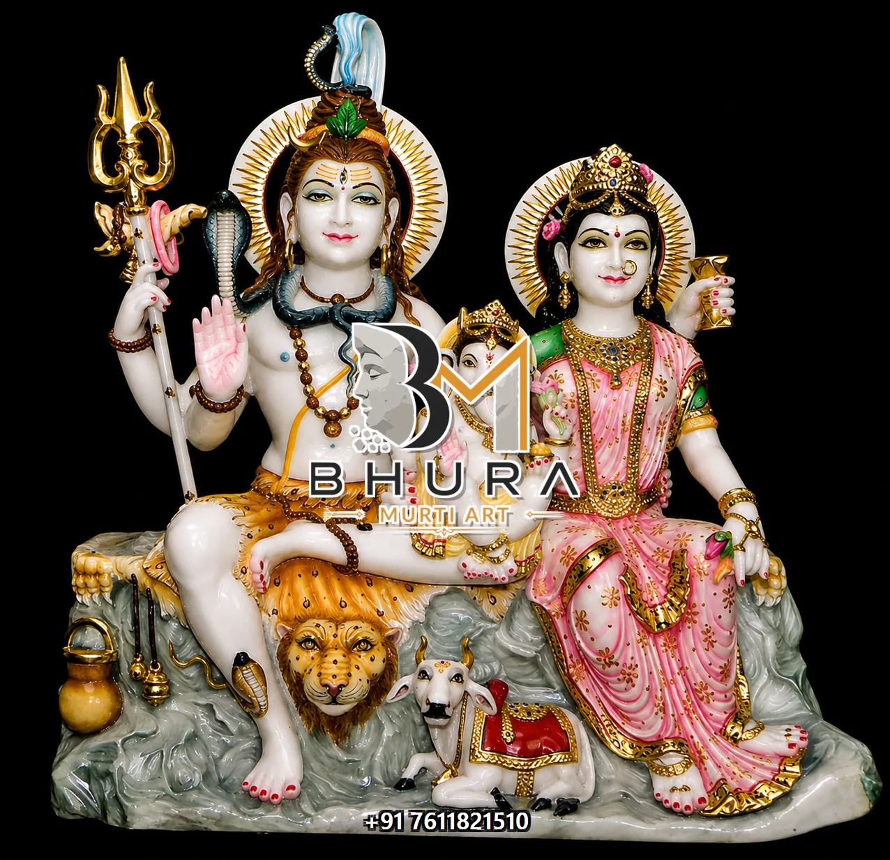 Handcrafted Shiv Parvati Marble Statue Collection - handcrafted marble design view 5