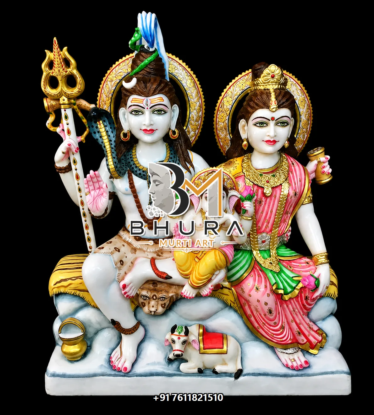Divine Shiv Parvati Marble Statue Collection - handcrafted marble design view 2