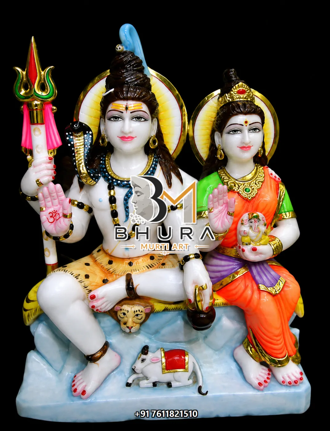 Divine Shiv Parvati Marble Statue Collection - handcrafted marble design view 4