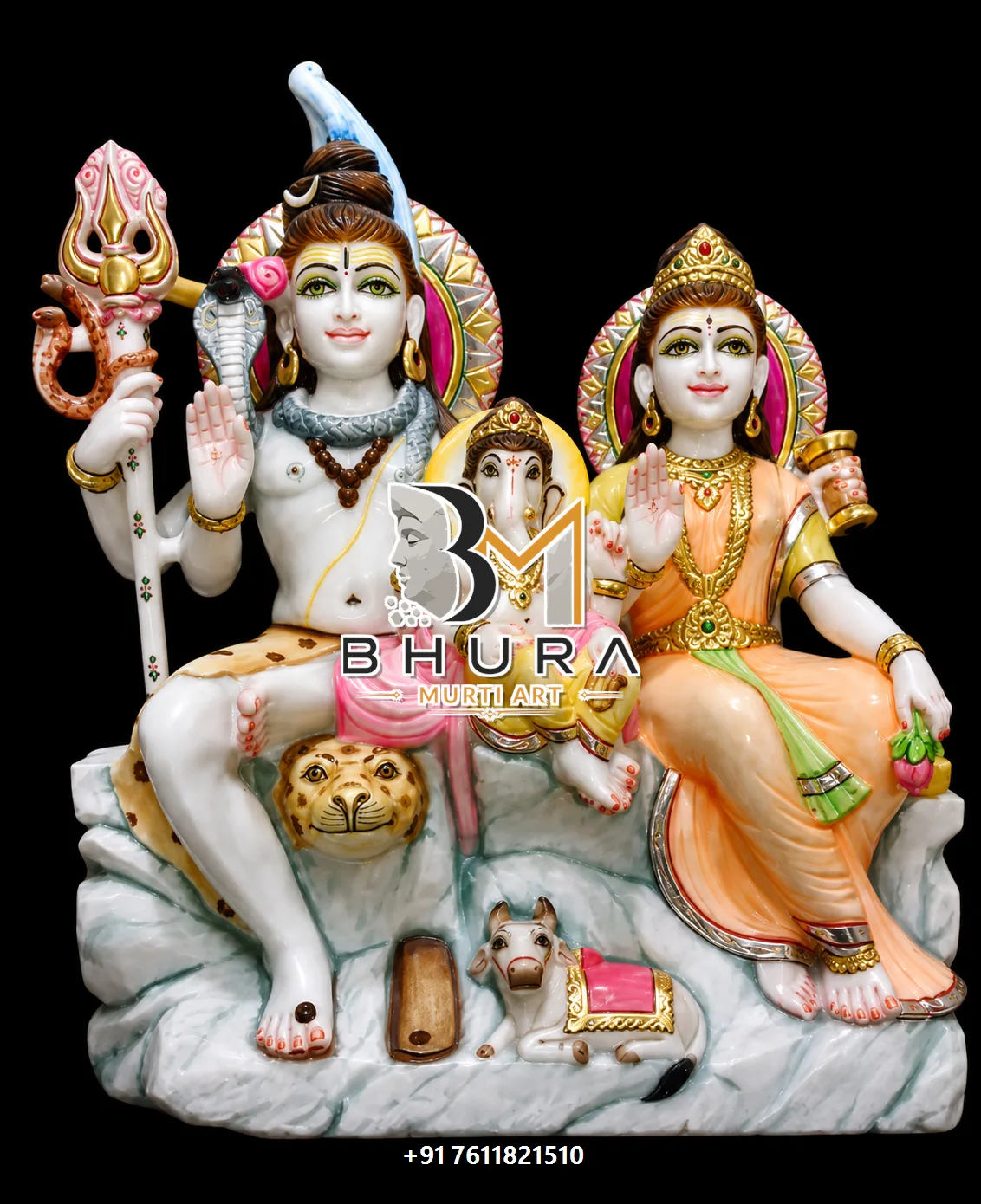 Kailash Shiv Parvati Marble Statue Collection - handcrafted marble design view 2