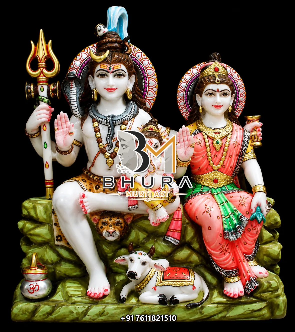 Kailash Shiv Parvati Marble Statue Collection - handcrafted marble design view 3