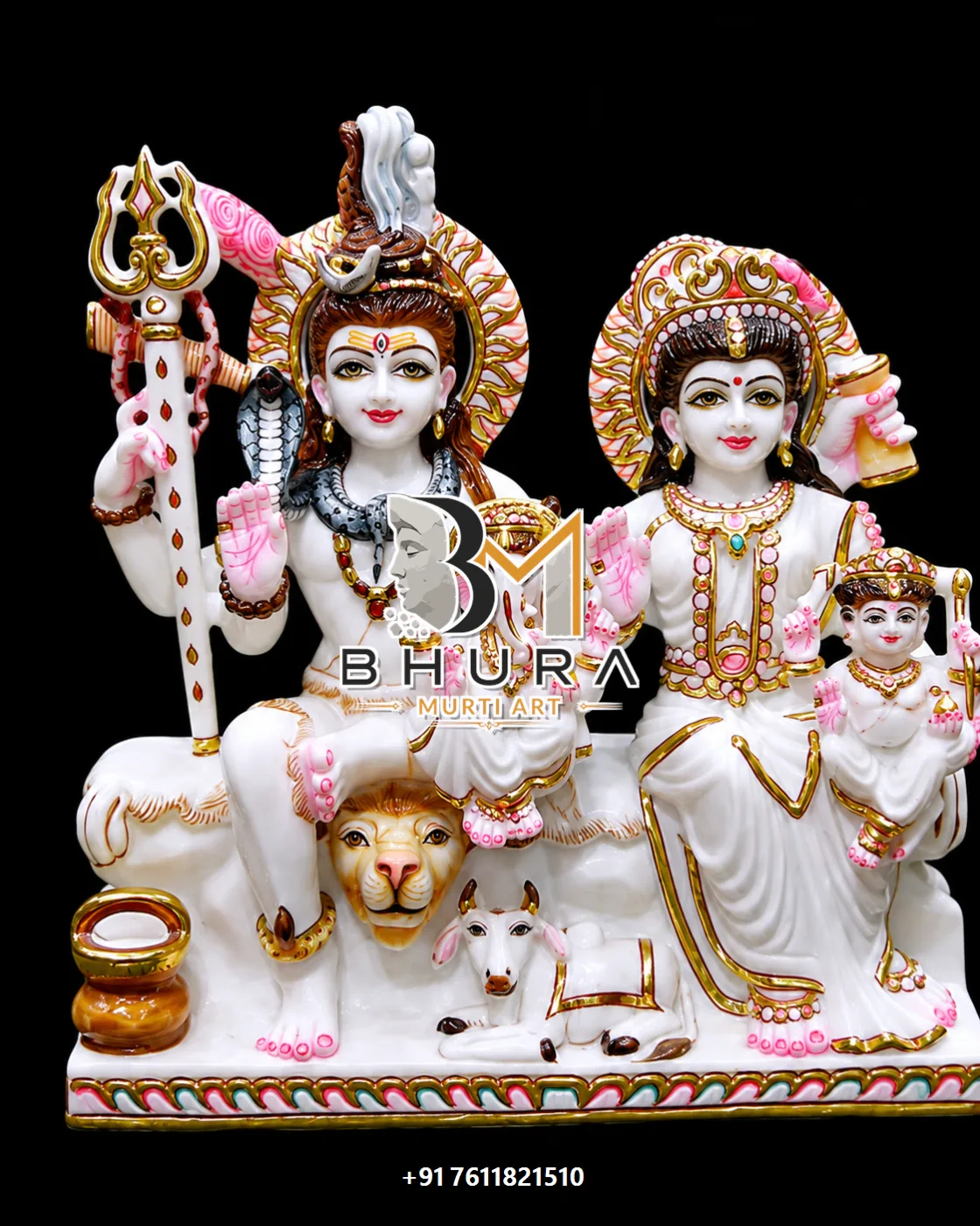 Premium Shiv Parvati Marble Statue Collection - handcrafted marble design view 4