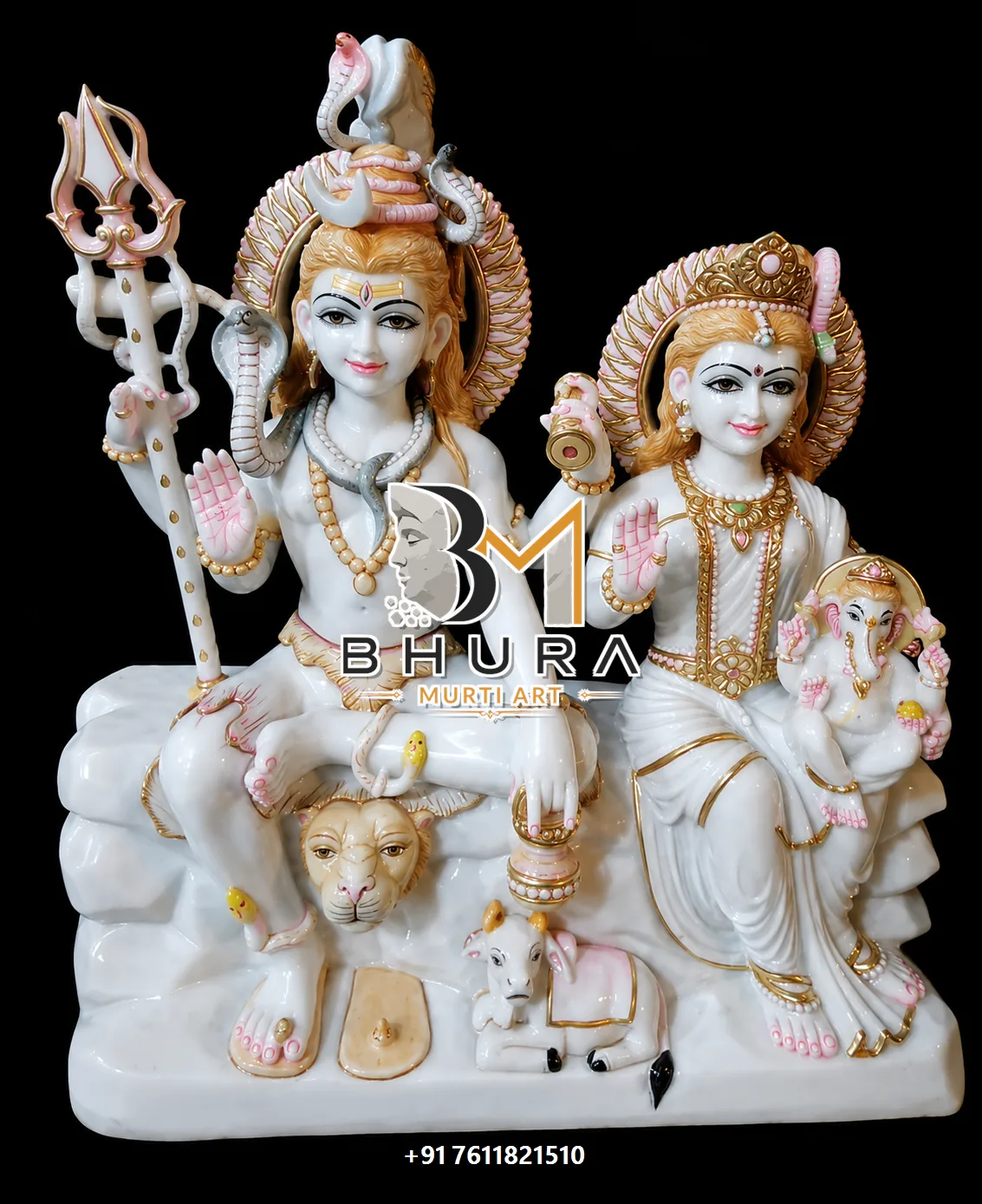 Premium Shiv Parvati Marble Statue Collection - handcrafted marble design view 5